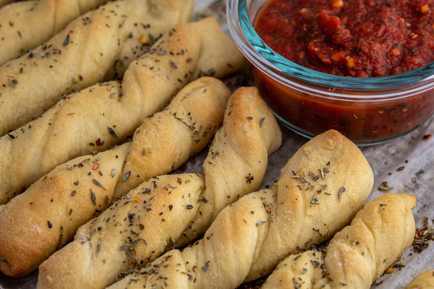 A picture of delicious twisted breadsticks